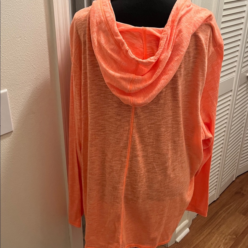 Active Women's Oversized Orange Long Sleeve Hooded Top - Picture 4 of 7
